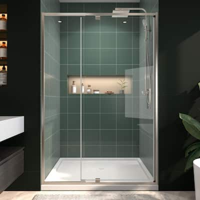 Modland 48"x71" Pivot Swing Semi-Frameless Shower Door with 1/4" Tempered Clear Glass