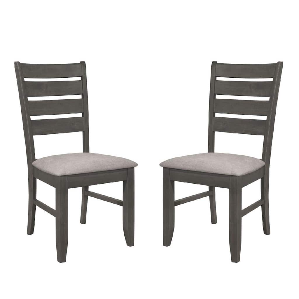 Set of 2 Dining Chairs with Fabric Upholstered Seat, Dark Grey