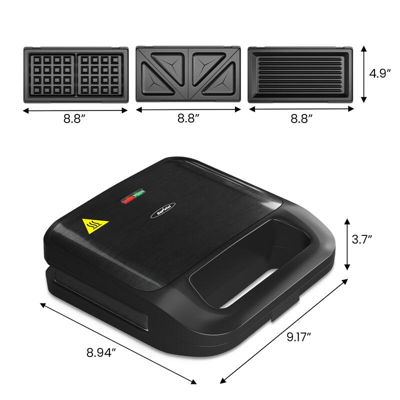 3 in 1 Electric Waffle, Grill & Sandwich Maker - N/A