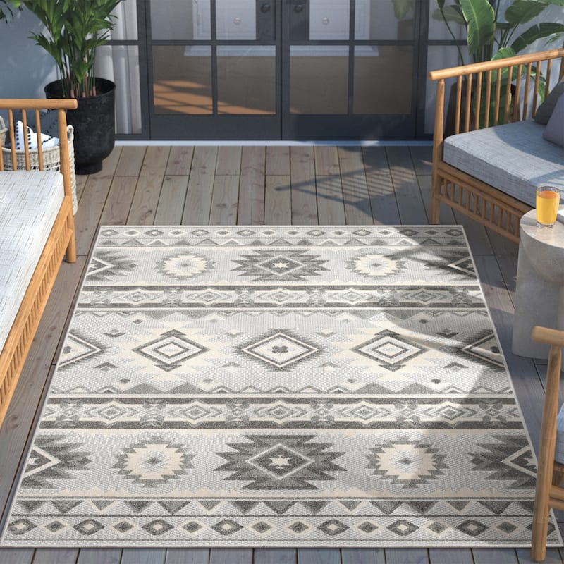Well Woven Dorado Mamba Indoor Outdoor Southwestern High-Low Area Rug
