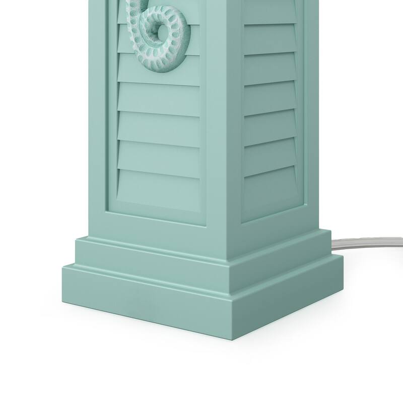 Lux Lighting Sea Horse Shutter 32" Teal Blue/Green Coastal Lamp with USB Charging port (Set of 2) 3-Way Switch