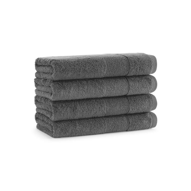 Aston & Arden Turkish Solid 4-Piece Hand Towels - 18x32 - Pewter