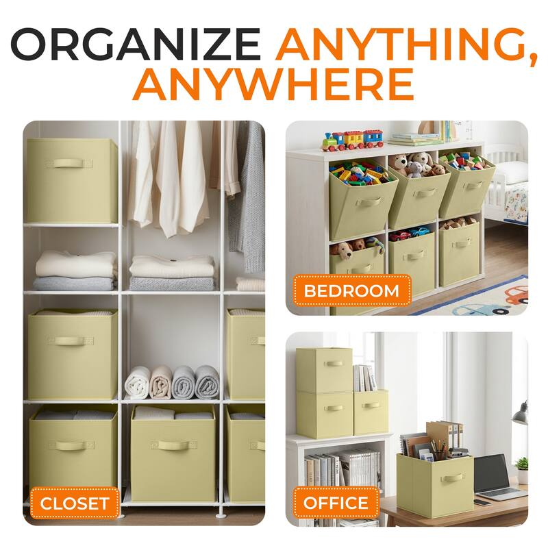 Cheer Collection 6 Pack Fabric Storage Cubes with Dual Handles Collapsible Organizer Bins