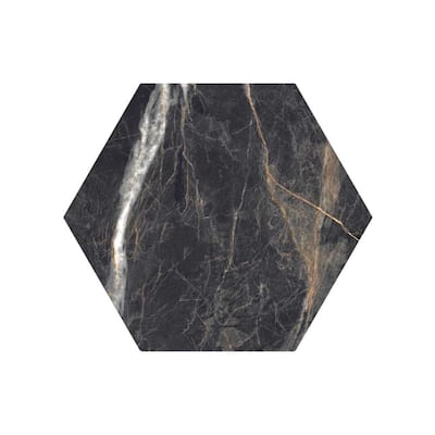 Oscuro 8in x 9in Black/ Gold Porcelain Floor and Wall Tile