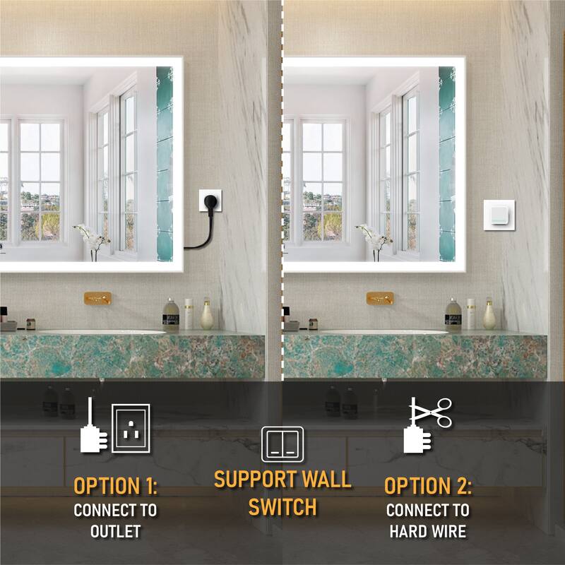 Wall Mounted Bathroom Heavy Duty Framed LED Mirror With bright light And And Memory Function