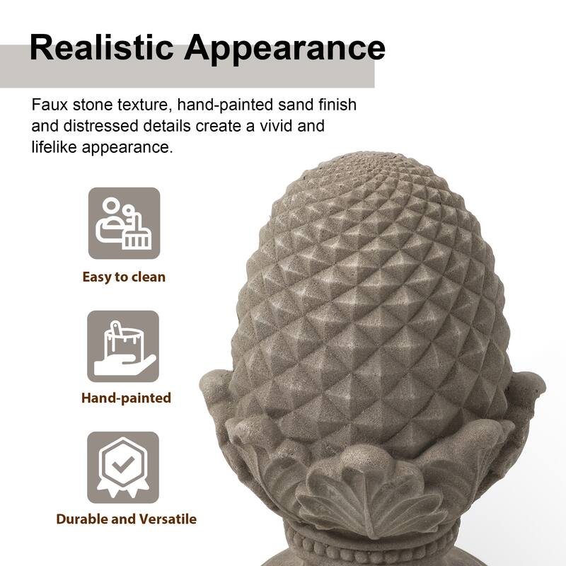 Glitzhome MGO Sand/Bronze Finish Blessings Artichoke Garden Statues Coastal Sculpture Quality-upgraded