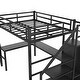 preview thumbnail 12 of 14, Full Size Metal Loft Bed with L-shaped Desk and USB, Wardrobe and Adjustable Shelf, High Loft Bed with LED for Kids Teens Adults