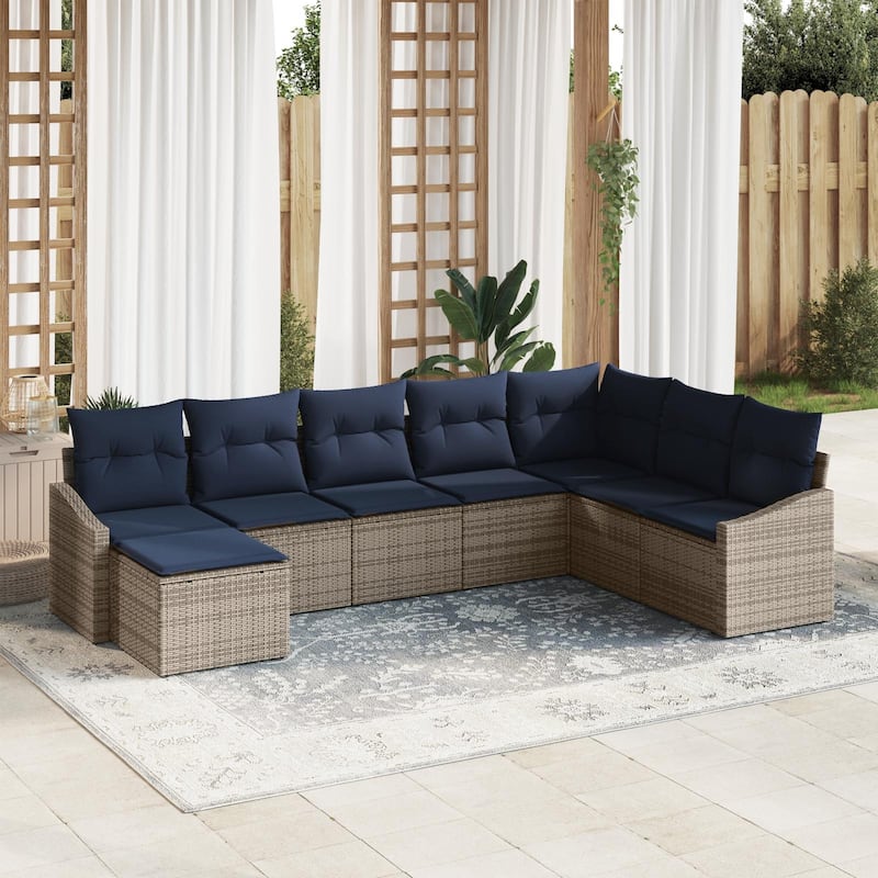 vidaXL 9 Piece Garden Sofa Set with Cushions - 113.6×70.3×46.1 - Grey