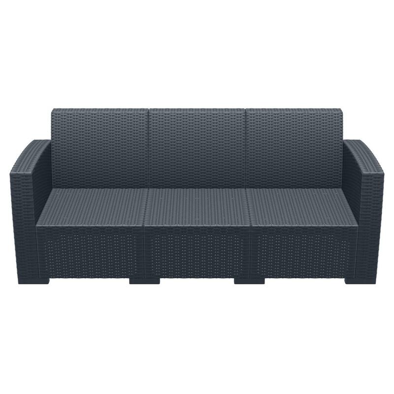 55" Gray Outdoor Patio Sofa with Natural Beige Sunbrella Cushion