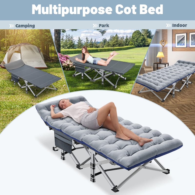 DoCred Folding Camping Bed Cot for Adults, Guest Bed with Mattress