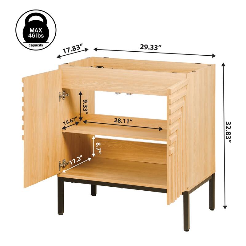 Rowan Geometric Modern Transitional 2-Shelf Bath Vanity Cabinet Only (Sink Basin Not Included), By JONATHAN Y