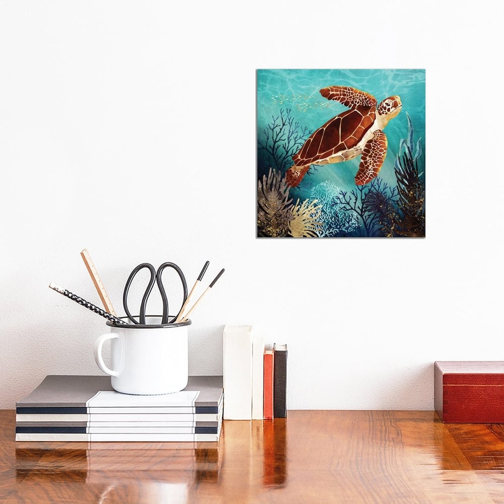 iCanvas "Metallic Sea Turtle" by SpaceFrog Designs Canvas Print