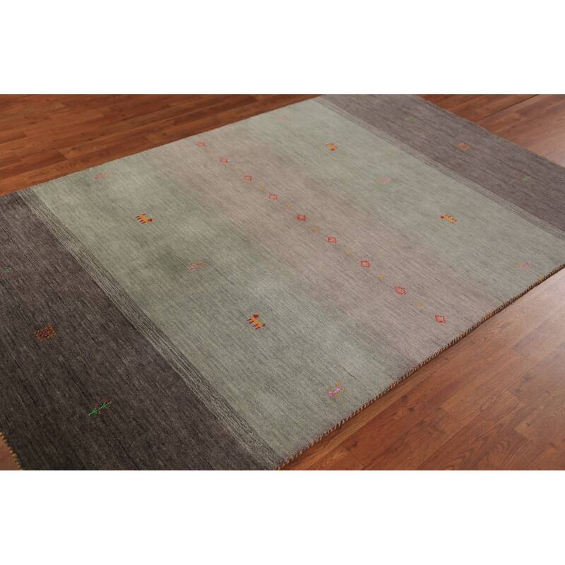 Striped Tribal Gabbeh Oriental Area Rug Handmade Wool Carpet - 4'10" x 7'10"