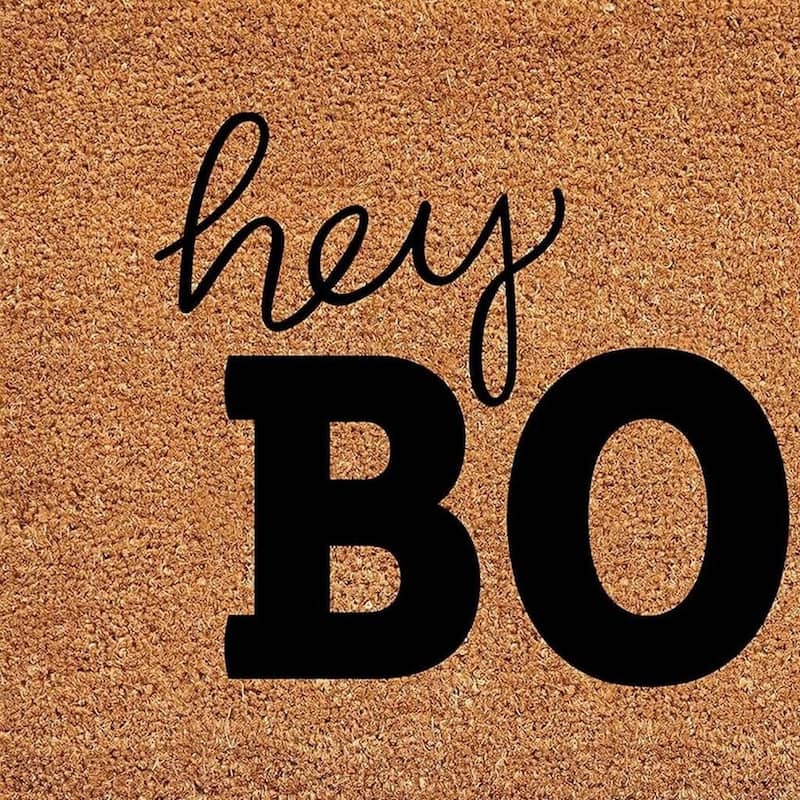 HomeRoots 24" X 36" Natural And Black Halloween Hey Boo Outdoor Coir Door Mat - 24.00' X '36.00