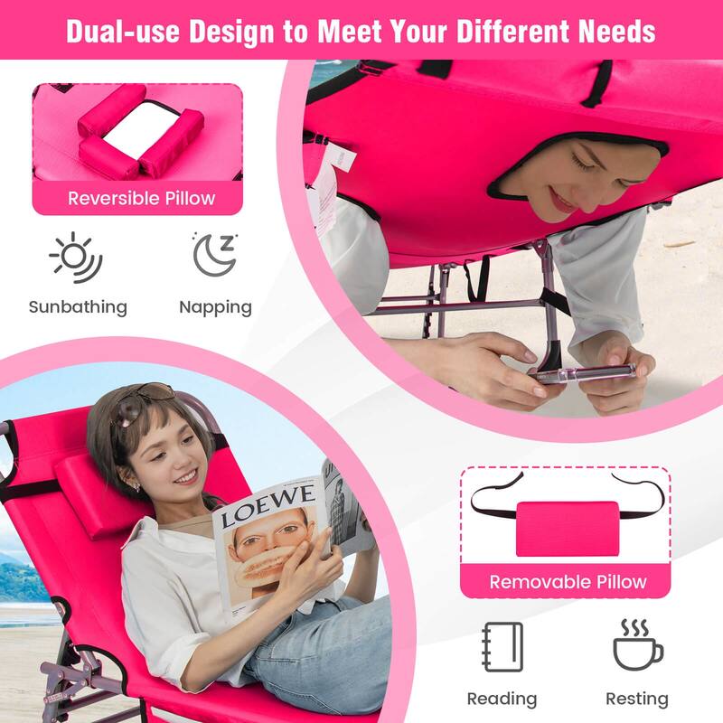 Costway Outdoor Folding Chaise 5-Position Lounge Chair with Face Hole - See Details