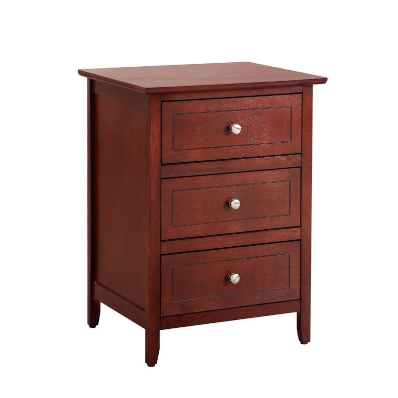 3-Drawer Wood Nightstand - 25" - Brown
