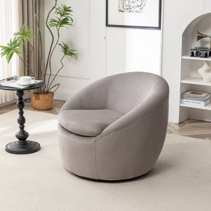 Round Armchair Office Chair Accent Chair with Plush Seat Cushion, Swivel Barrel Chair Single Lounge Sofa
