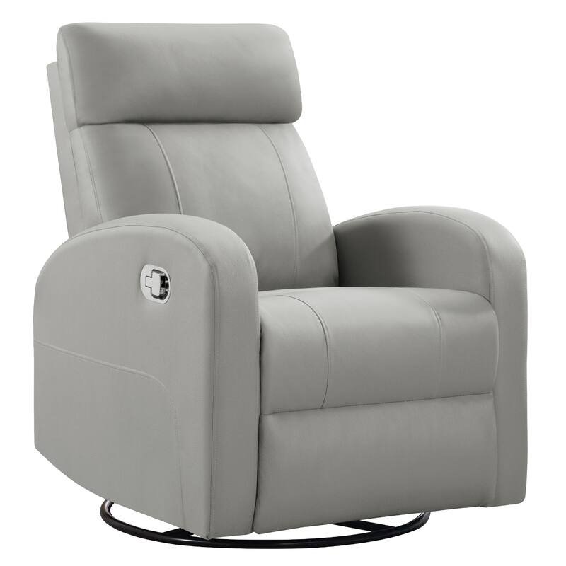 HOMYKA Modern Faux Leather Rocking Recliner with Swivel