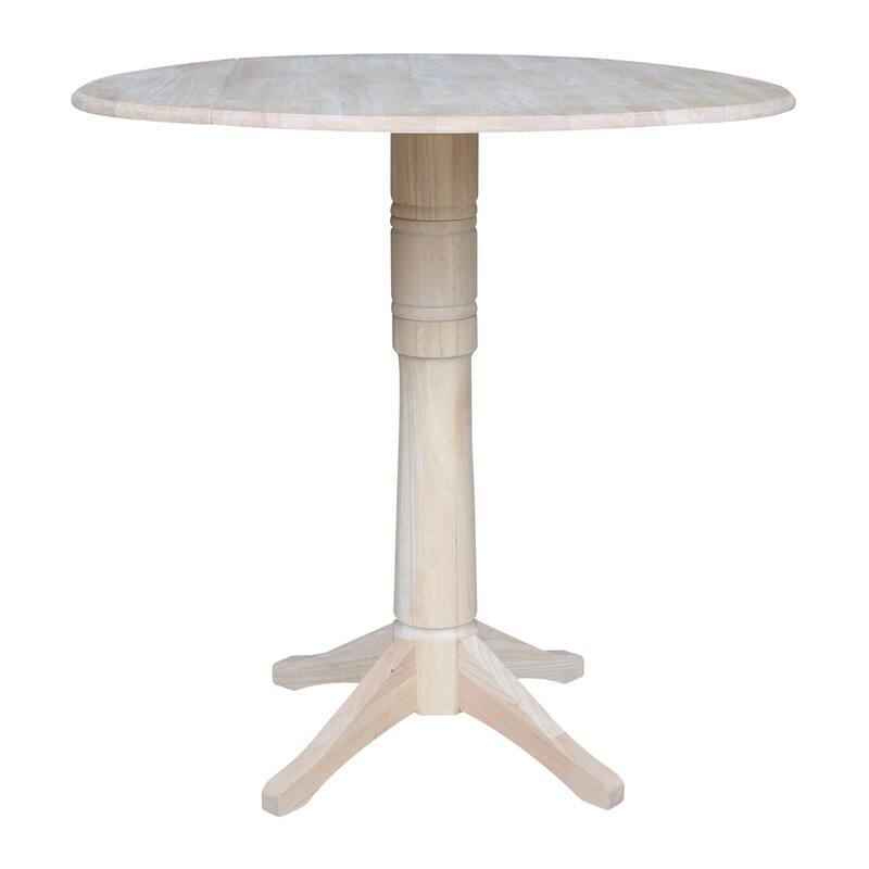 42" Round Pedestal Bar Height Table with Two San Remo Stools - Unfinished