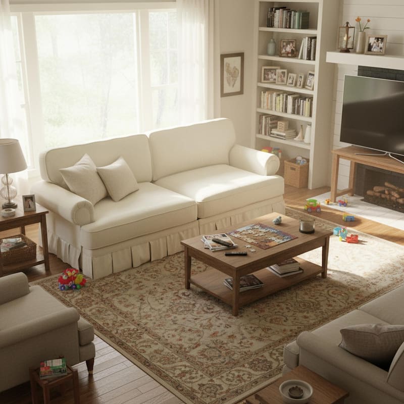 Homy Casa 3/4-Seater Chenille Cloud Sofa with Rolled Arms & Pleated Skirt, Extra Deep Seat, Multiple Colors