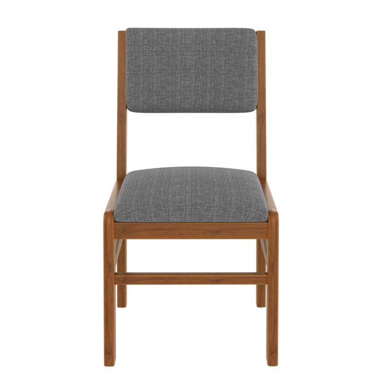 5-Piece Mid Century Modern Dining Set, Rectangle Wooden Table and 4 Linen Upholstered Chairs
