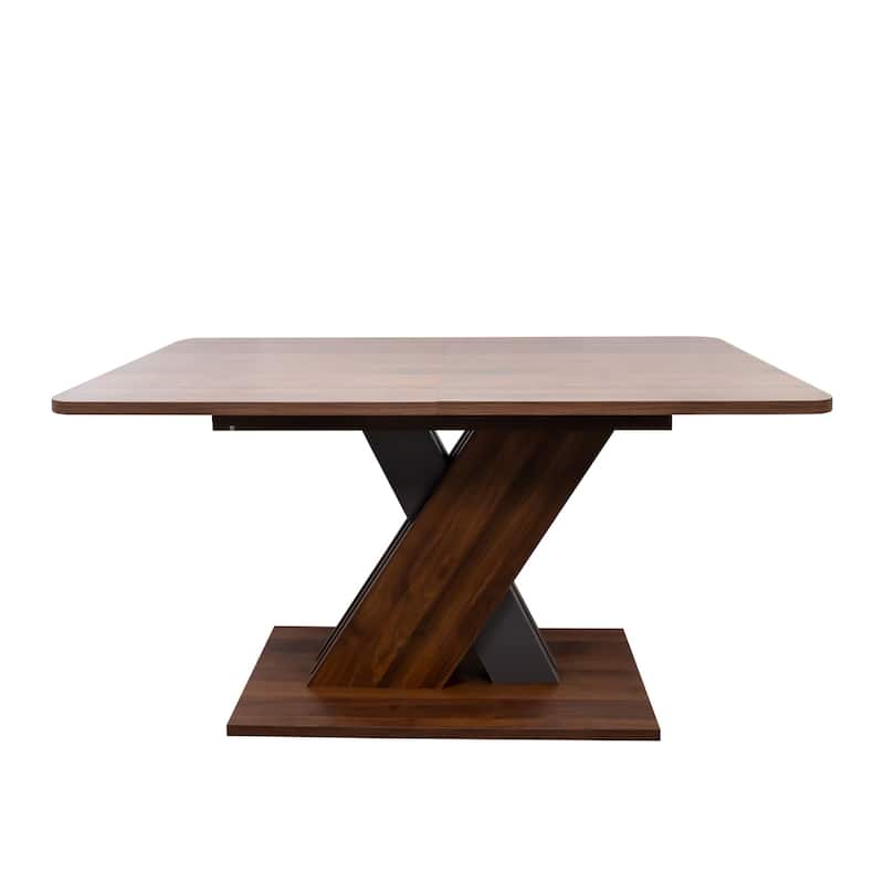 70.87" Wood Multifunctional Extendable Console Table with X-shaped Design
