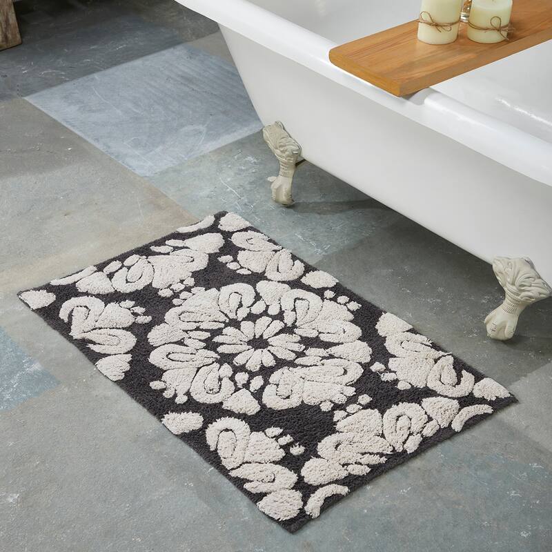 Better Trends Medallion Collection 100% Cotton 2-Pc Set Bathroom Rugs-Soft & Super Absorbent, Non-Skid Latex, Machine Washable