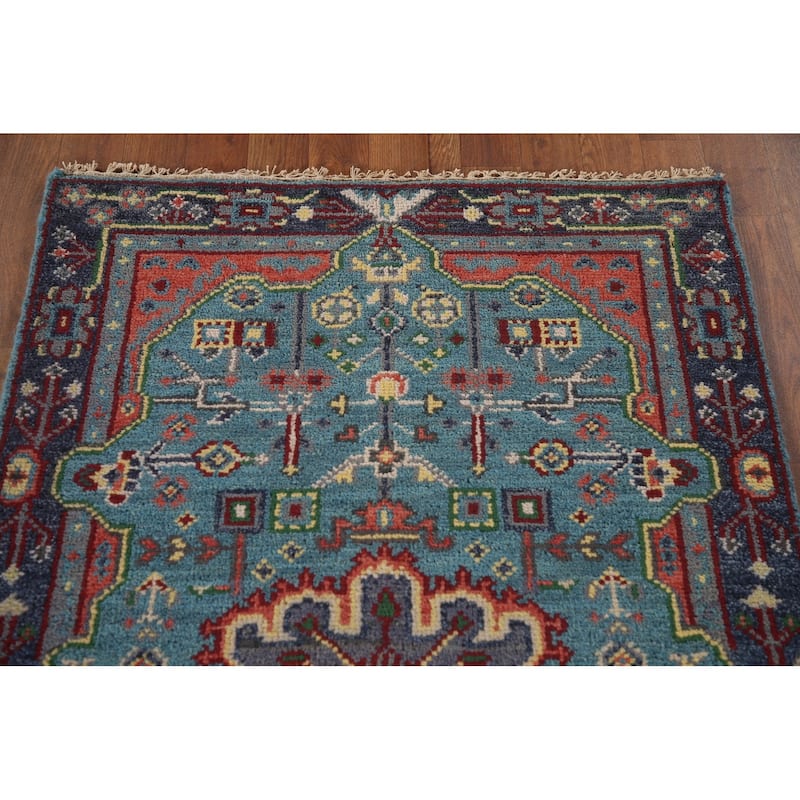 Blue Heriz Serapi Oriental Accent Rug Wool Carpet - 2'11"x 4'11"