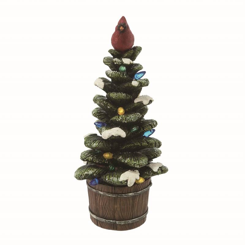 Transpac Resin Multicolored Christmas Light Up Cardinal on Tree