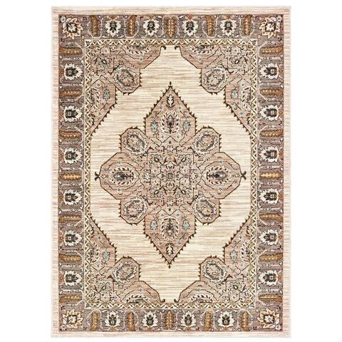 Darya Home Eloisa Collection Traditional Oriental Area Rug Ivory