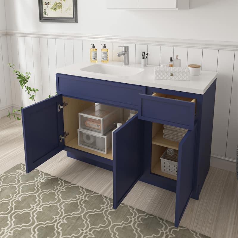 Vanity Art 48" Birch Freestanding Bathroom Vanity Cabinet without Top