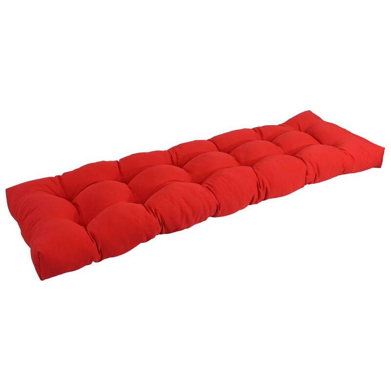 Solid Twill Tufted Indoor Bench Cushion (Multiple widths from 42 to 60 inch) - 60" wide - Red