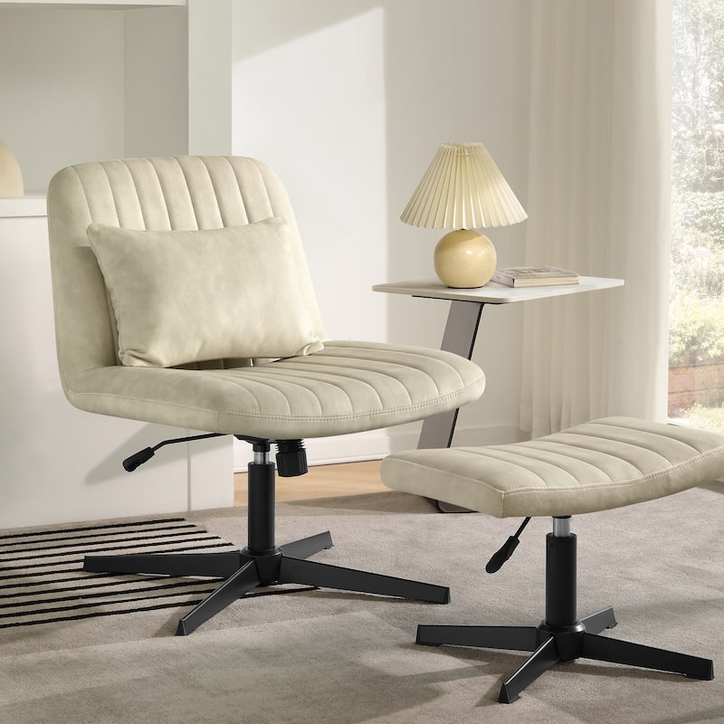 Art Leon Swivel and Adjustable Accent Chair with Ottoman