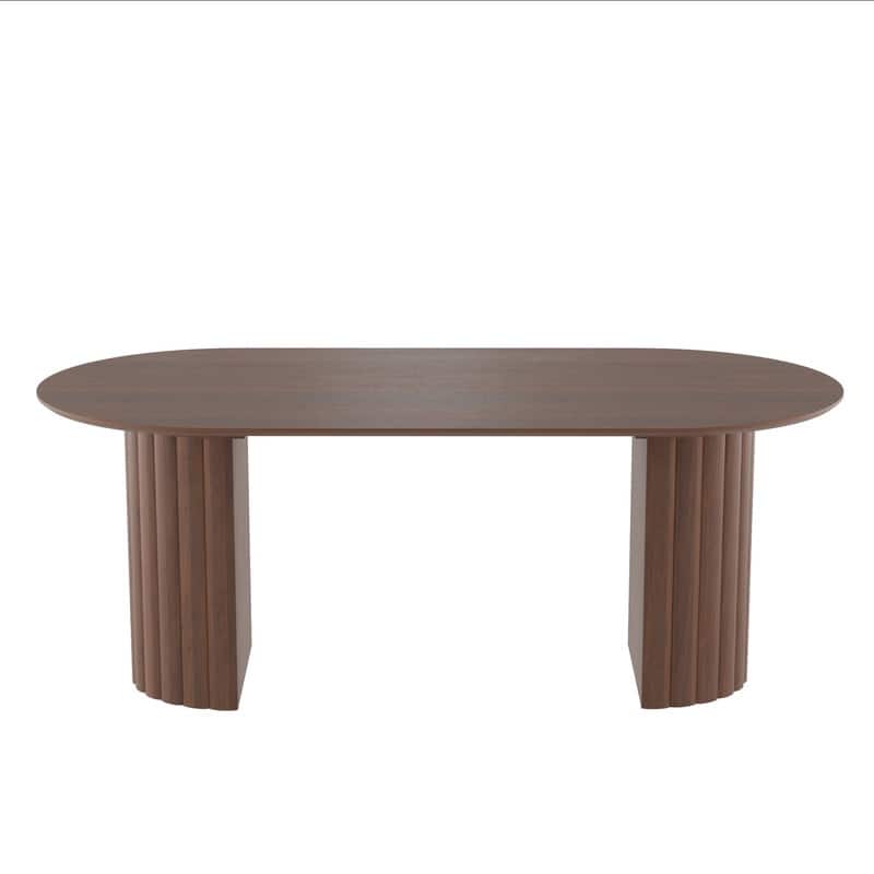 79" Oval Solid Wood Dining Table Duble Pedestal Seats 6