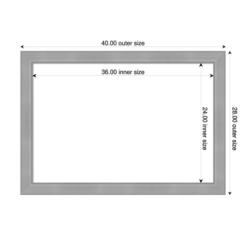 Amanti Art Vista Brushed Nickel Framed Dry Erase Magnetic Board - 40 x 28 in