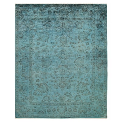 ECARPETGALLERY Hand-knotted Vibrance Turquoise Wool Rug - 6'5 x 8'0