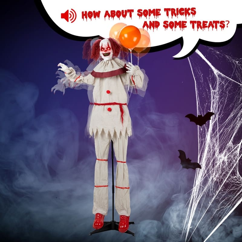 5.7FT Halloween Decoration Animatronics Talking Clown With Ballon
