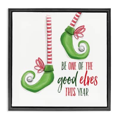 Stupell Festive Be A Good Elf Framed Floater Canvas Wall Art Design By Dogwood Portfolio