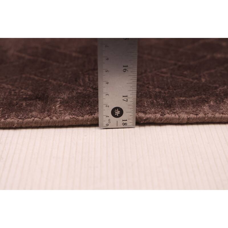 ECARPETGALLERY Hand Loomed Loreto Ivory Viscose, Wool Rug - 5'2 x 7'5