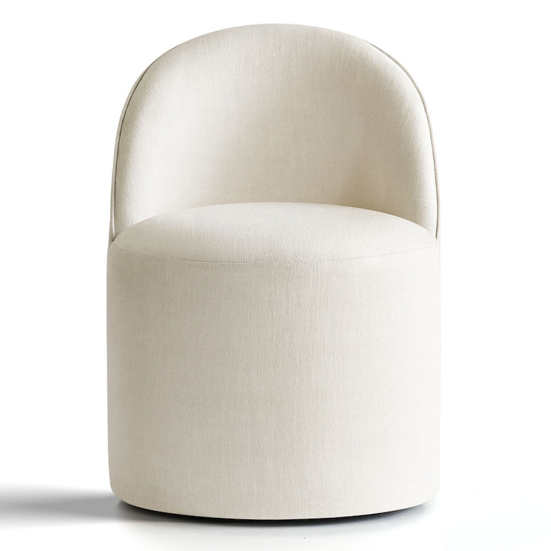 Linen Rolling Upholstered Dining Chair with Wheels (Set of 4)