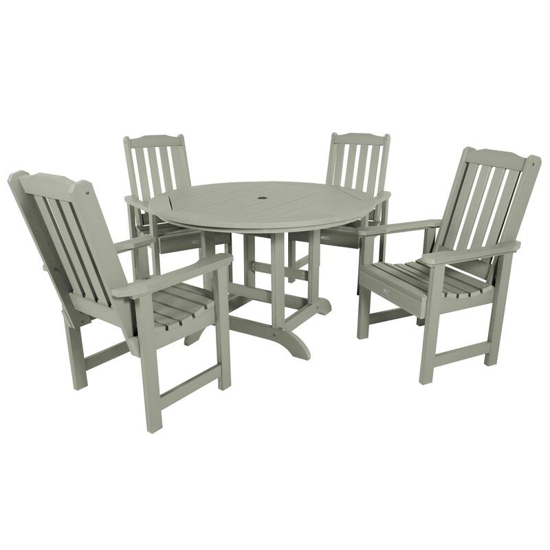 Lehigh 5-piece Outdoor Dining Set - 48" Round Table, Dining-height - Eucalyptus