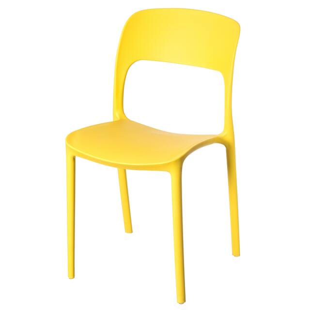 Modern Molded Plastic Outdoor Dining Chair with Open Curved Back - Single Yellow