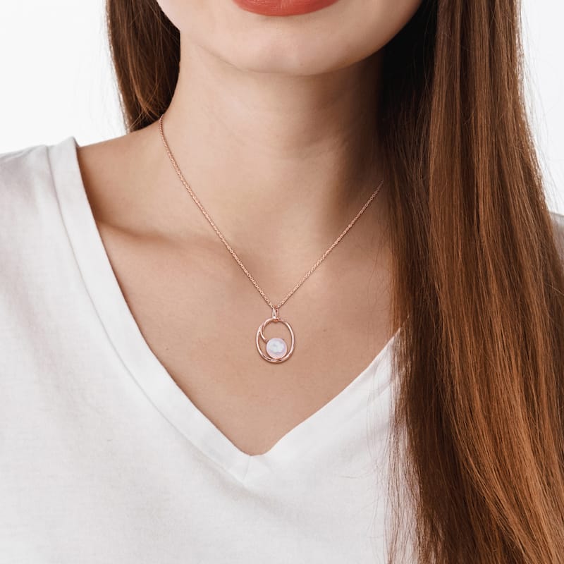 Miadora 9-9.5mm Cultured Freshwater Pearl Oval Drop Rose Silver