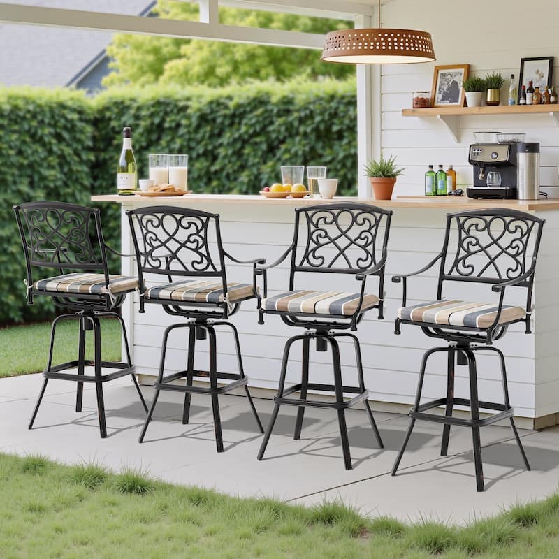 Crestlive Outdoor Patio Bar Height Swivel Bar Stool with Sunbrella Cushion