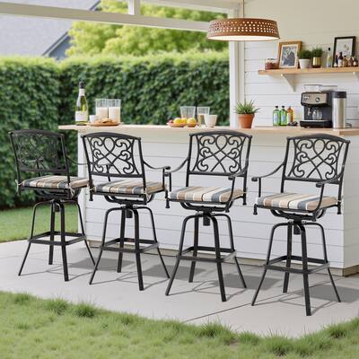 Crestlive Outdoor Patio Bar Height Swivel Bar Stool with Sunbrella Cushion