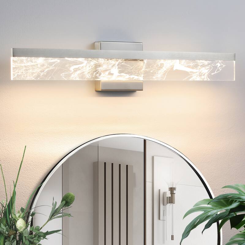 LED Bathroom Vanity Light 24/32/39 inch Dimmable Metal Wall Sconce - Black/Warm White Light