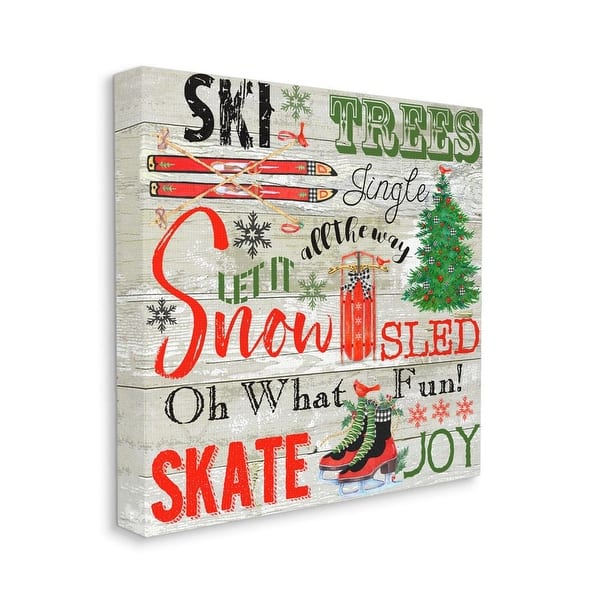 Stupell Joys of Winter Phrases Rustic Christmas Holiday Sign Canvas Wall Art  - Multi-Color - Bed Bath & Beyond - 31753624