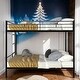 preview thumbnail 2 of 9, Industrial Modern Low-Profile Design Twin over Twin Bunk Bed, Convertible Bed with Ladder, Black
