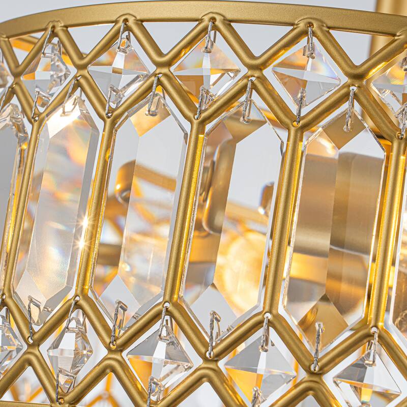 Starsky Luxury Crystal Drum Dimmable Semi Flush Mount Light