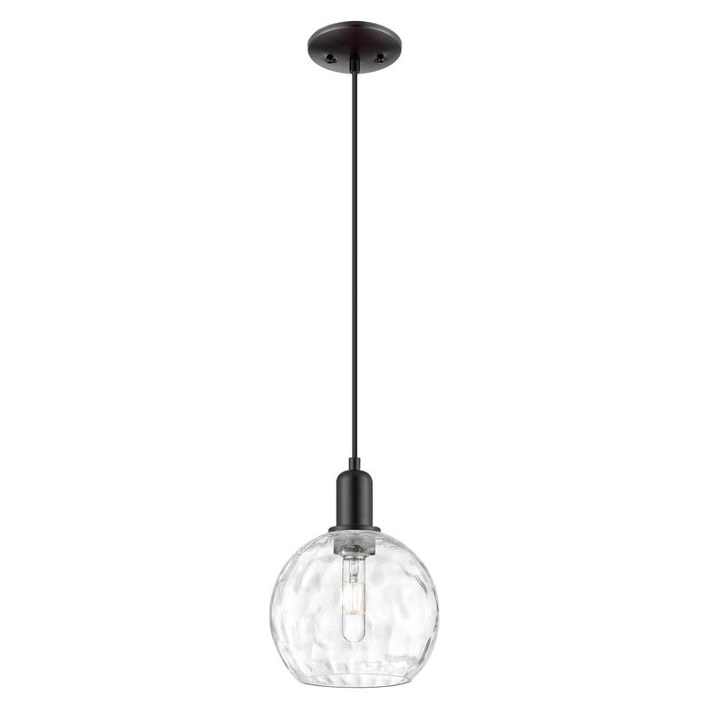 Innovations Lighting Endless Possibilities Arcadia - Athens Water Glass - 1 Light 8" Cord Hung Mini Pendant - Matte Black